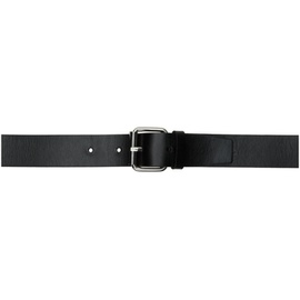 032c Black Double Buckle Leather Belt 211843M131002