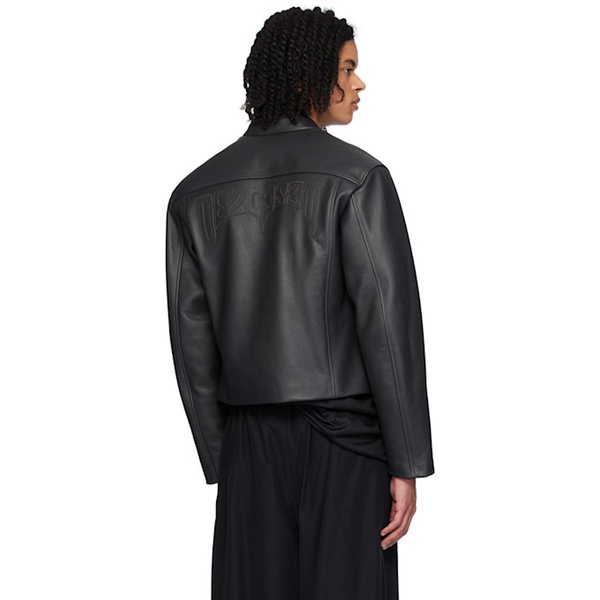  032c Black Attrition Leather Jacket 241843M181000