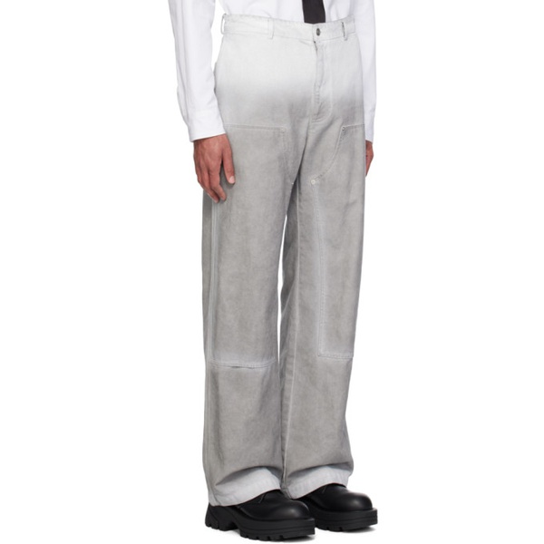  1017 ALYX 9SM White & Gray Overdyed Carpenter Trousers 241776M186005