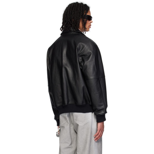노스페이스 1017 ALYX 9SM Black Applique Leather Jacket 241776M181000