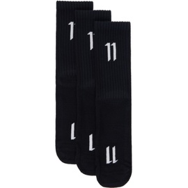 11 바이 보리스 비잔 사베리 11 by 보리스 비잔 사베리 Boris Bidjan Saberi Three-Pack Black Socks 241610M220003