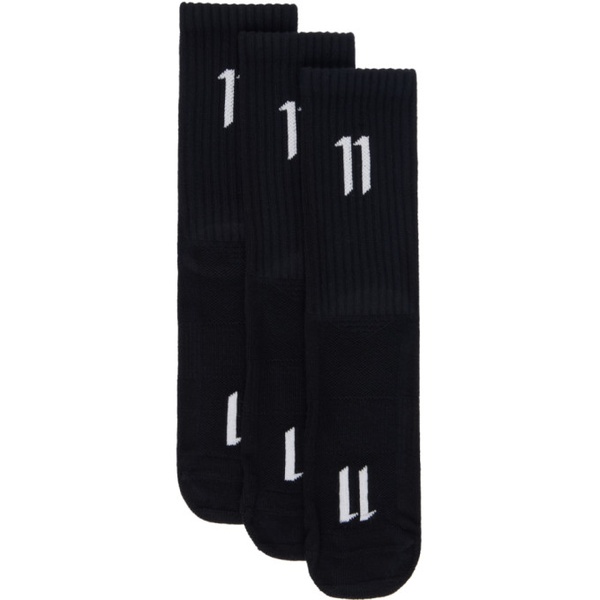  11 바이 보리스 비잔 사베리 11 by 보리스 비잔 사베리 Boris Bidjan Saberi Three-Pack Black Socks 241610M220003