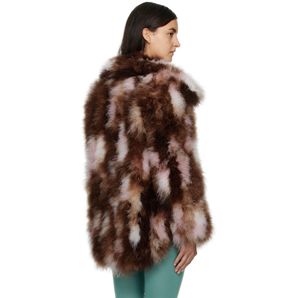  16Arlington Brown & Pink Genoa Feather Coat 222427F062000