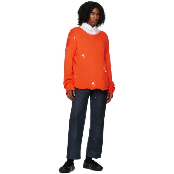  424 Orange Distressed Sweater 231010M201001