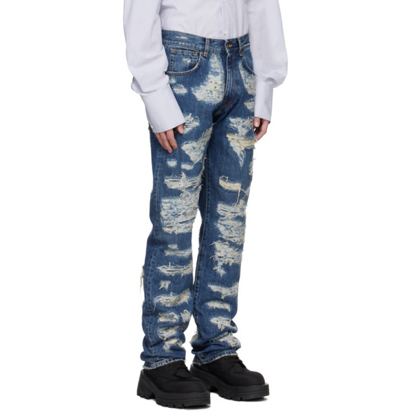  424 Blue Distressed Jeans 241010M186002