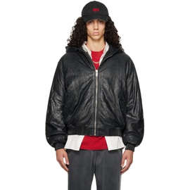 424 Black Padded Leather Jacket 241010M181001