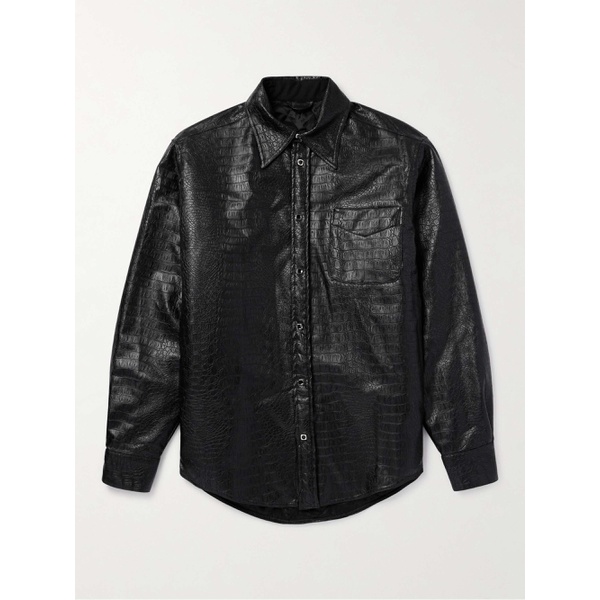  4SDESIGNS Croc-Effect Faux Leather Overshirt 1647597311215796