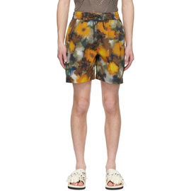 A PERSONAL NOTE 73 Khaki & Yellow Graphic Shorts 231252M193021