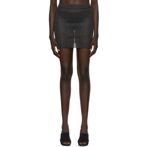  에이 로지 호브 A. ROEGE HOVE Black & Grey Stripe Miniskirt 212596F090000