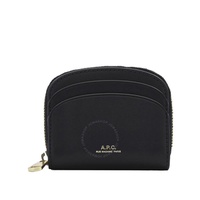 아페쎄 A.P.C. Black Leather Demi-Lune Mini Compact Wallet PXAWV-F63437-LZZ