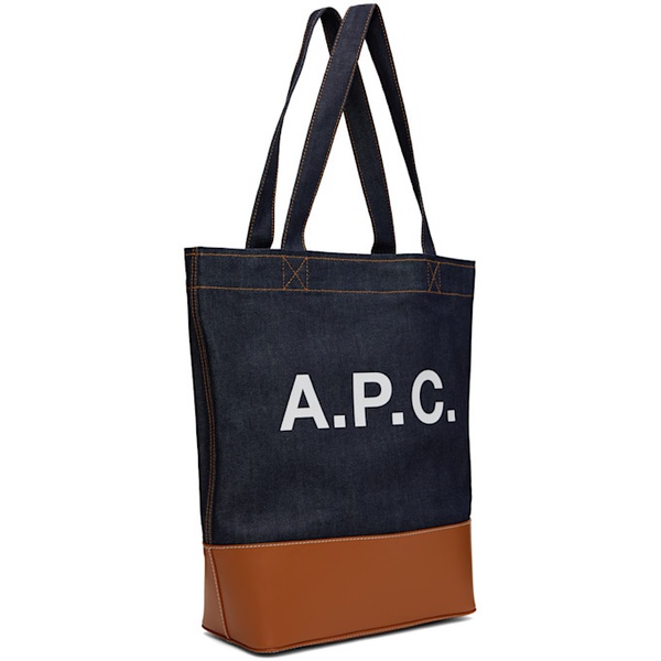  아페쎄 A.P.C. Navy & Tan Axelle Tote 241252F049007