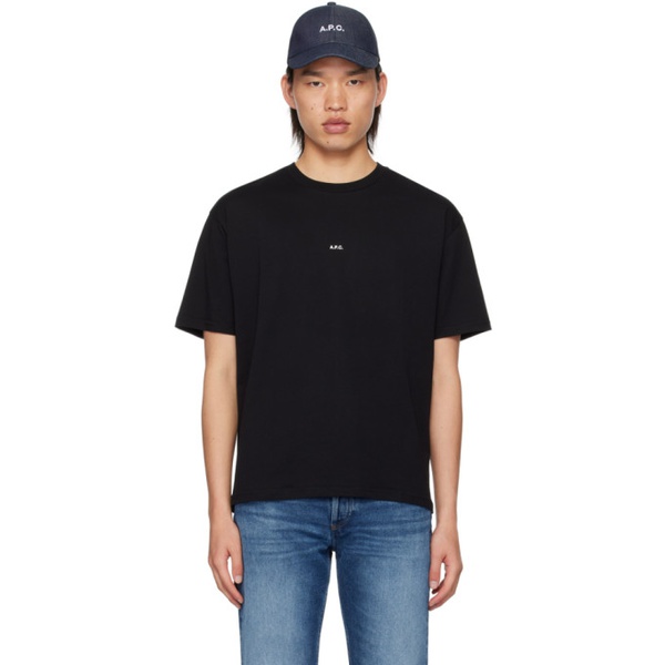  아페쎄 A.P.C. Black Boxy Printed Micro Logo T-Shirt 242252M213021