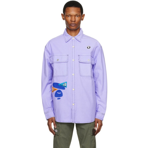  에이프 AAPE by A Bathing Ape Purple Embroidered Shirt 231547M192025