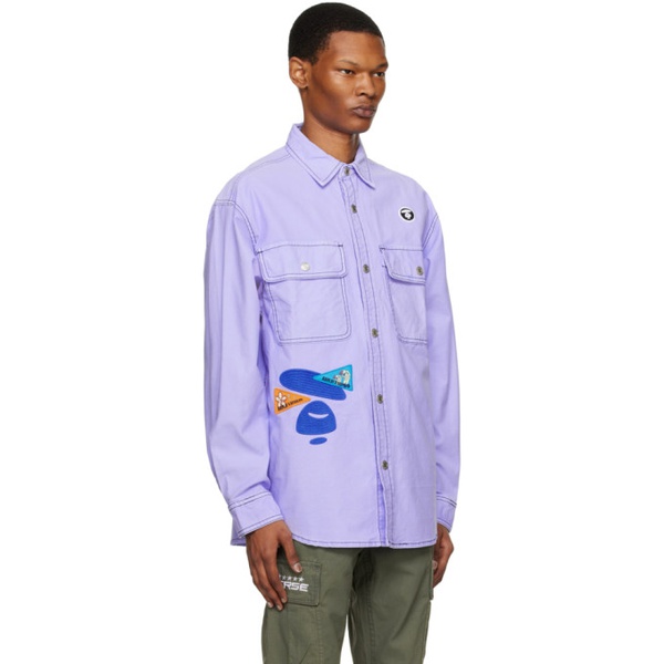  에이프 AAPE by A Bathing Ape Purple Embroidered Shirt 231547M192025