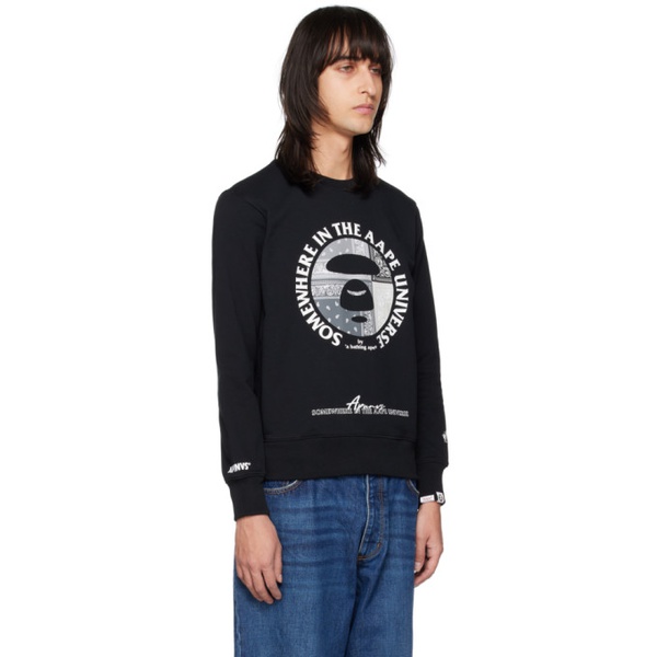  에이프 AAPE by A Bathing Ape Black Graphic Sweatshirt 222547M204000