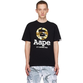 에이프 AAPE by A Bathing Ape Black Moonface Camo T-Shirt 241547M213017