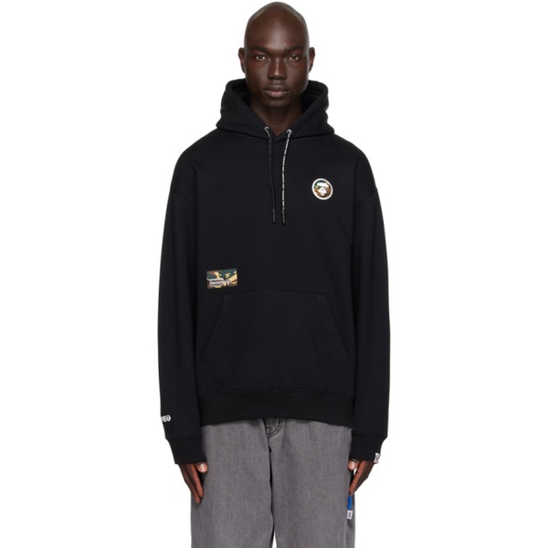  에이프 AAPE by A Bathing Ape Black Logo Patch Hoodie 241547M202009