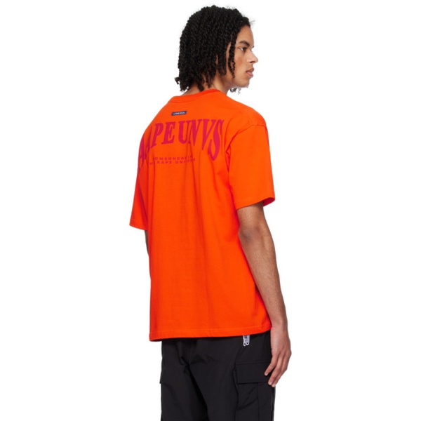  에이프 AAPE by A Bathing Ape Orange Printed T-Shirt 241547M213065