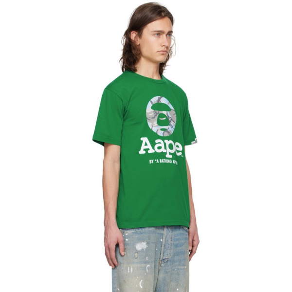  에이프 AAPE by A Bathing Ape Green Moonface Camo T-Shirt 241547M213038