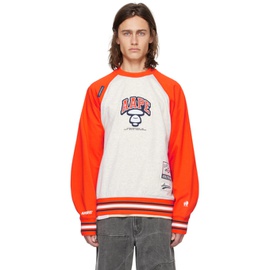 에이프 AAPE by A Bathing Ape Orange & 오프화이트 Off-White Patch Sweatshirt 241547M204020