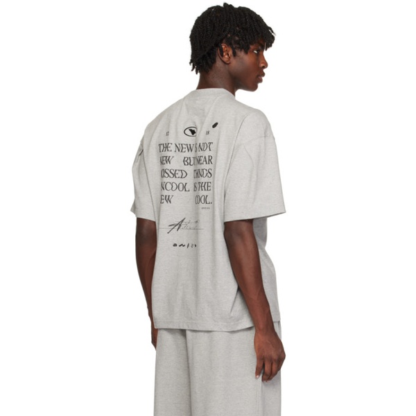  아더에러 ADER error Gray Embroidered T-Shirt 232039M213004