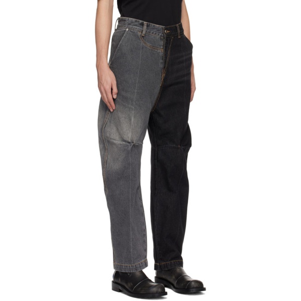  아더에러 ADER error Black & Gray Paneled Jeans 232039M186007