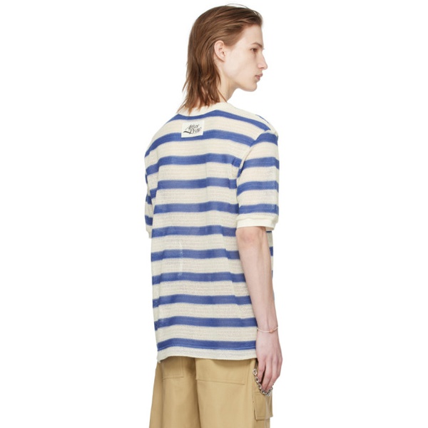  AFTER PRAY Blue & White Striped T-Shirt 241138M213049