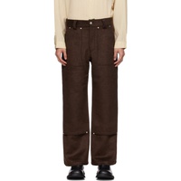AFTER PRAY Brown Paneled Trousers 232138M191008