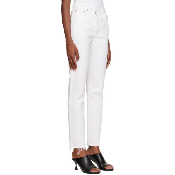  에이골디 AGOLDE White Criss Cross Straight Jeans 231214F069017