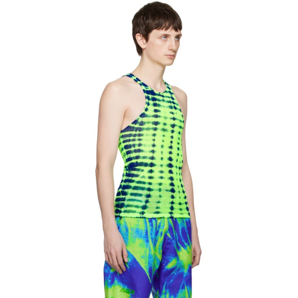  AGR Green & Blue Graphic Tank Top 231319M214001