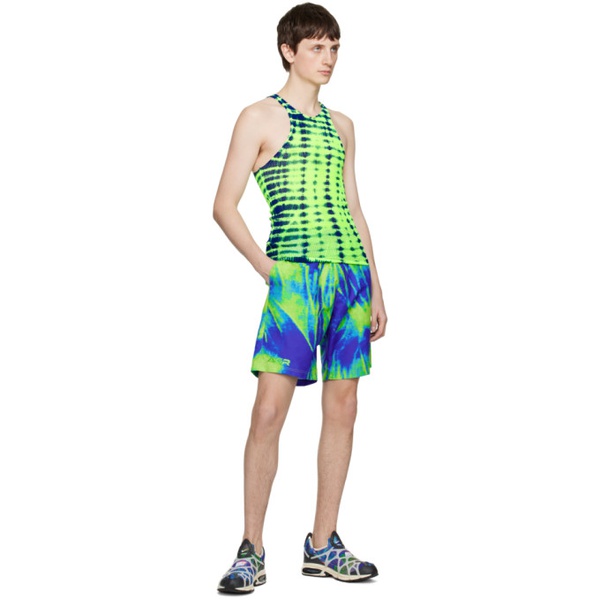  AGR Green & Blue Graphic Tank Top 231319M214001