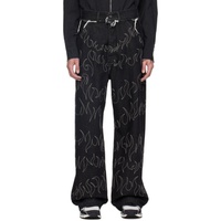 AIREI Black Embroidered Jeans 241460M186000