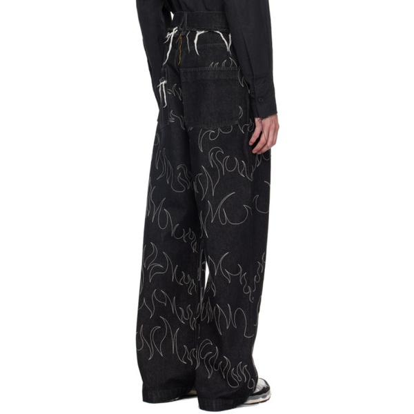  AIREI Black Embroidered Jeans 241460M186000