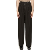 AIREI SSENSE Exclusive Black Limited 에디트 Edition Pleated Shadow Stitch Trousers 222460M213001