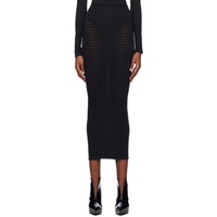 알라이아 ALAIA Black Striped Midi Skirt 241483F092008