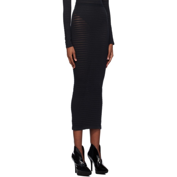  알라이아 ALAIA Black Striped Midi Skirt 241483F092008