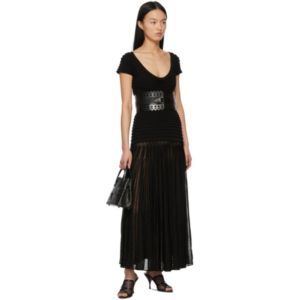  알라이아 ALAIA Black Ottoman Knit Long Dress 221483F055003