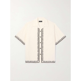 알라누이 ALANUI Akasha Camp-Collar Embroidered Striped Cotton-Blend Shirt 1647597324250375