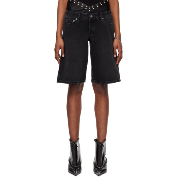  ALL-IN Black Double Denim Shorts 241098F088000
