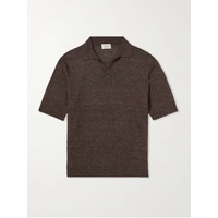 ALTEA Chevron Linen, Lyocell and Cashmere-Blend Polo Shirt 1647597310659136