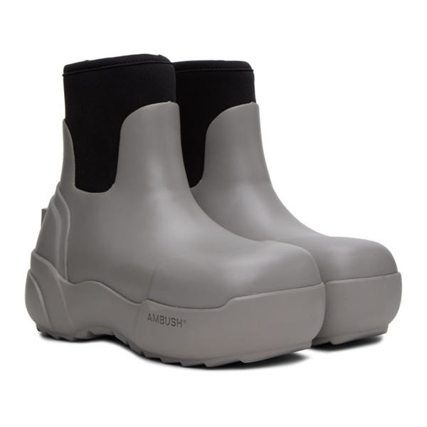  앰부쉬 AMBUSH Gray & Black Square Toe Boots 232820F113001