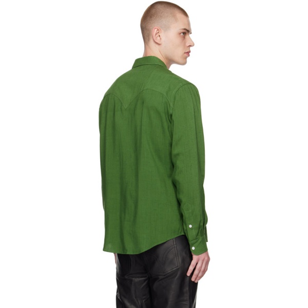  AMI Paris Green Press-Stud Shirt 231482M192053