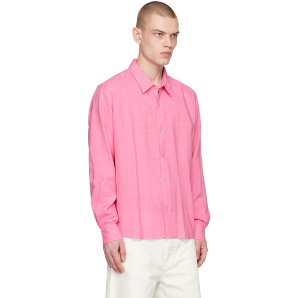  AMI Paris Pink Press-Stud Shirt 231482M192054