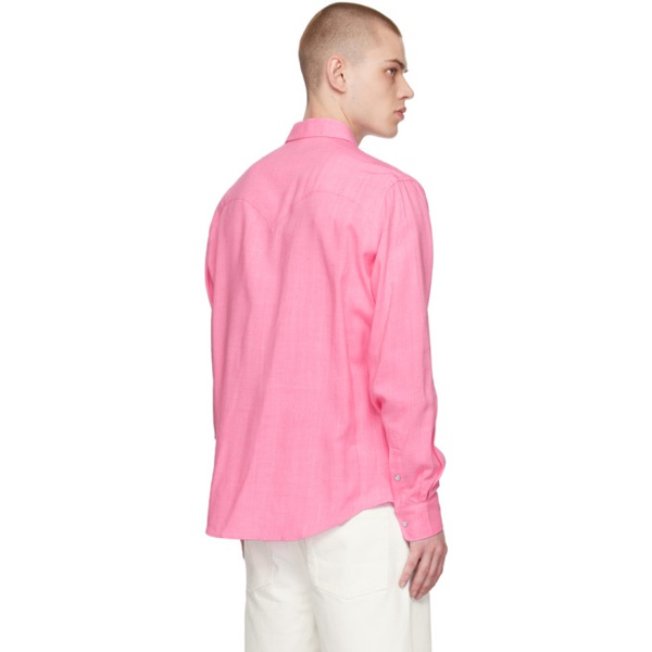  AMI Paris Pink Press-Stud Shirt 231482M192054