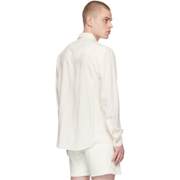  AMI Paris White Press-Stud Shirt 231482M192052