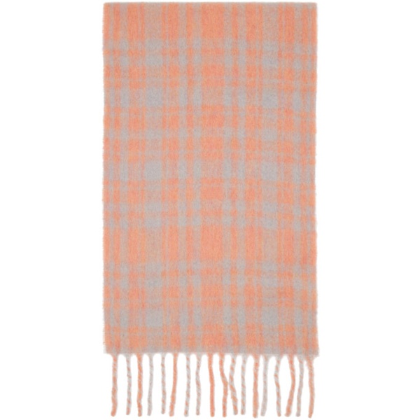  AMI Paris Pink & Gray Checked Scarf 232482F028000