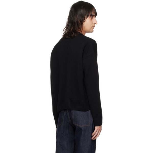  AMI Paris Black Dropped Shoulder Sweater 241482M201020