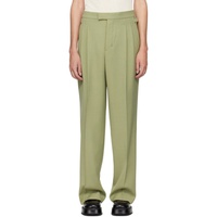 AMI Paris Green Pleated Trousers 241482M191020