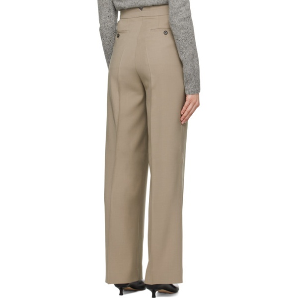  AMI Paris Taupe Pleated Trousers 241482F087009