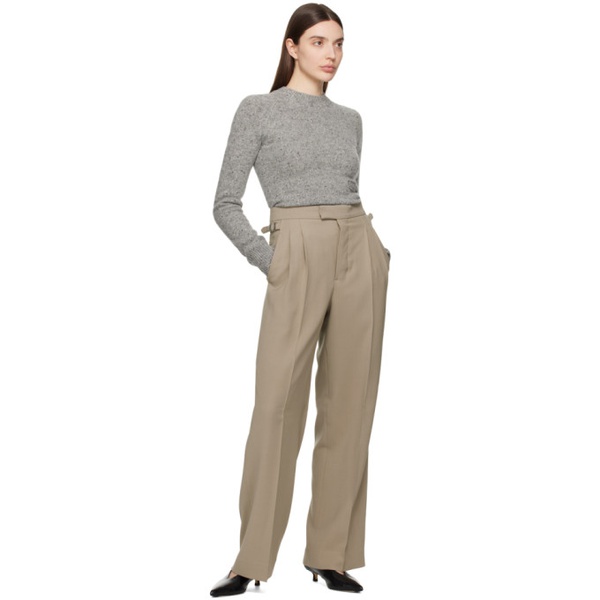  AMI Paris Taupe Pleated Trousers 241482F087009